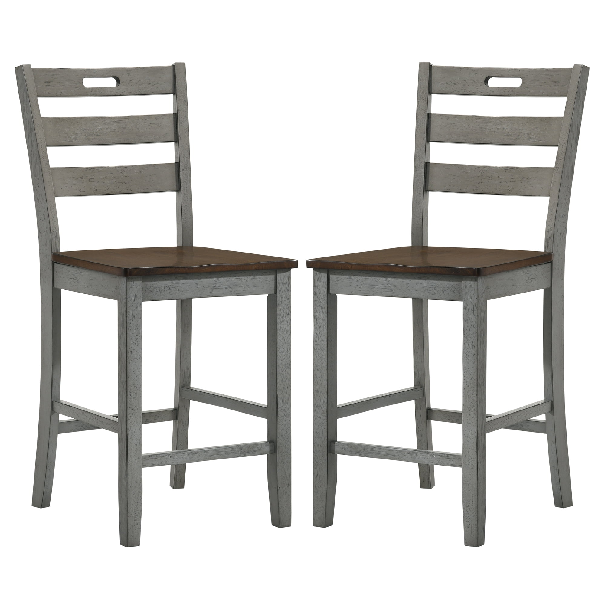 Furniture of America Donia Wood Counter Chair- Set of 2, Light Gray