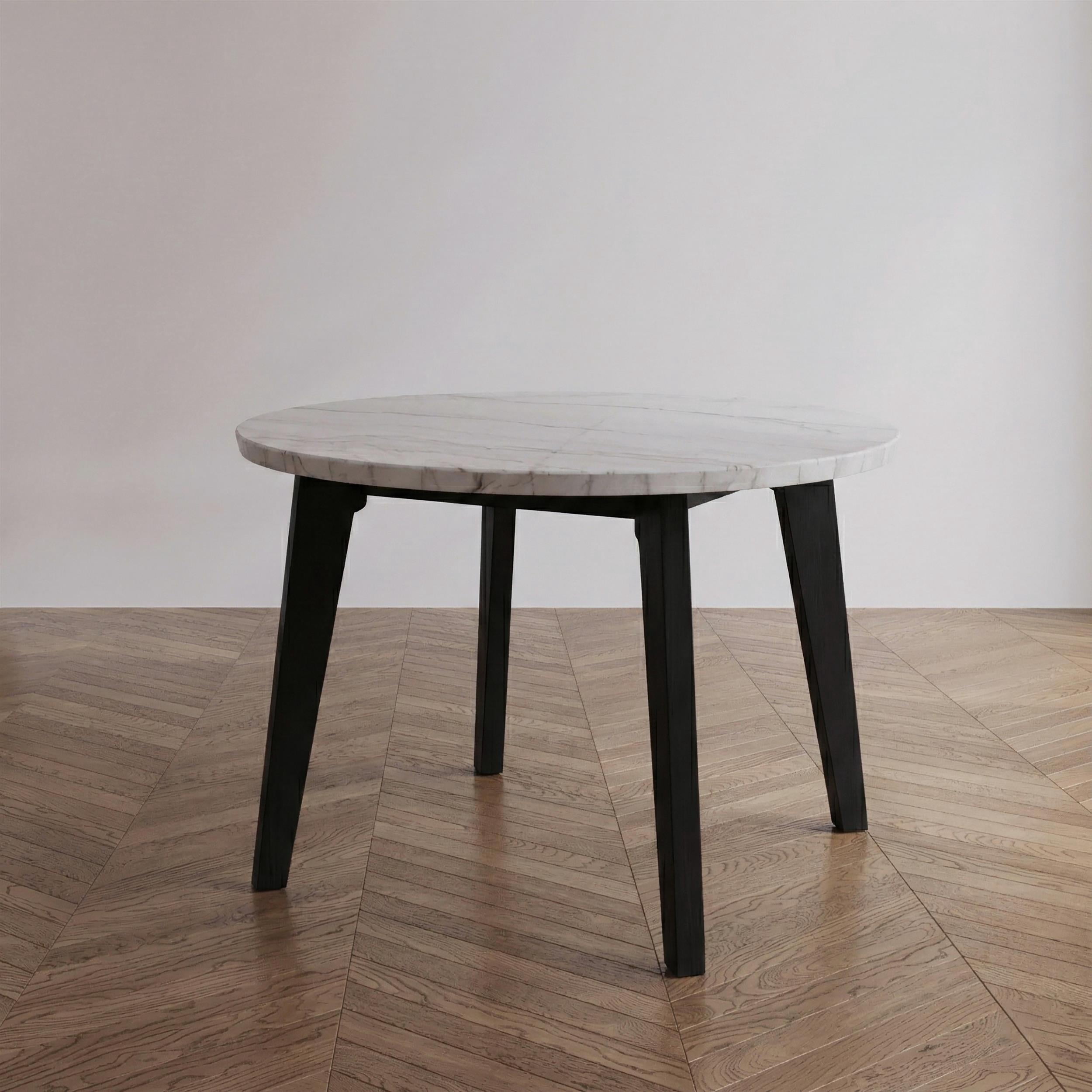 Furniture of America Dorth 45" Round Indoor Dining Table, Black and White