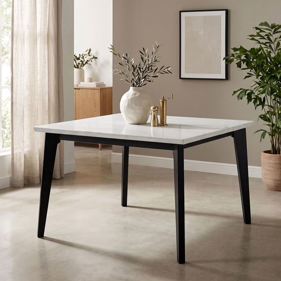 Furniture of America Dorth 54" Square Indoor Dining Table, Black and White