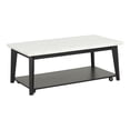 thumbnail image 1 of Furniture of America Dorth Marble Top 1-Shelf Rectangle Coffee Table with Casters, White and Black, 1 of 7