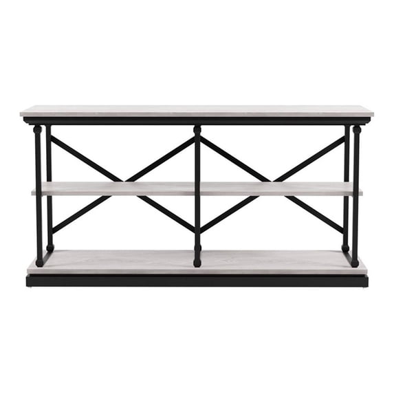 Furniture of America Drewden Transitional Wood 2-Shelf Console Table in White
