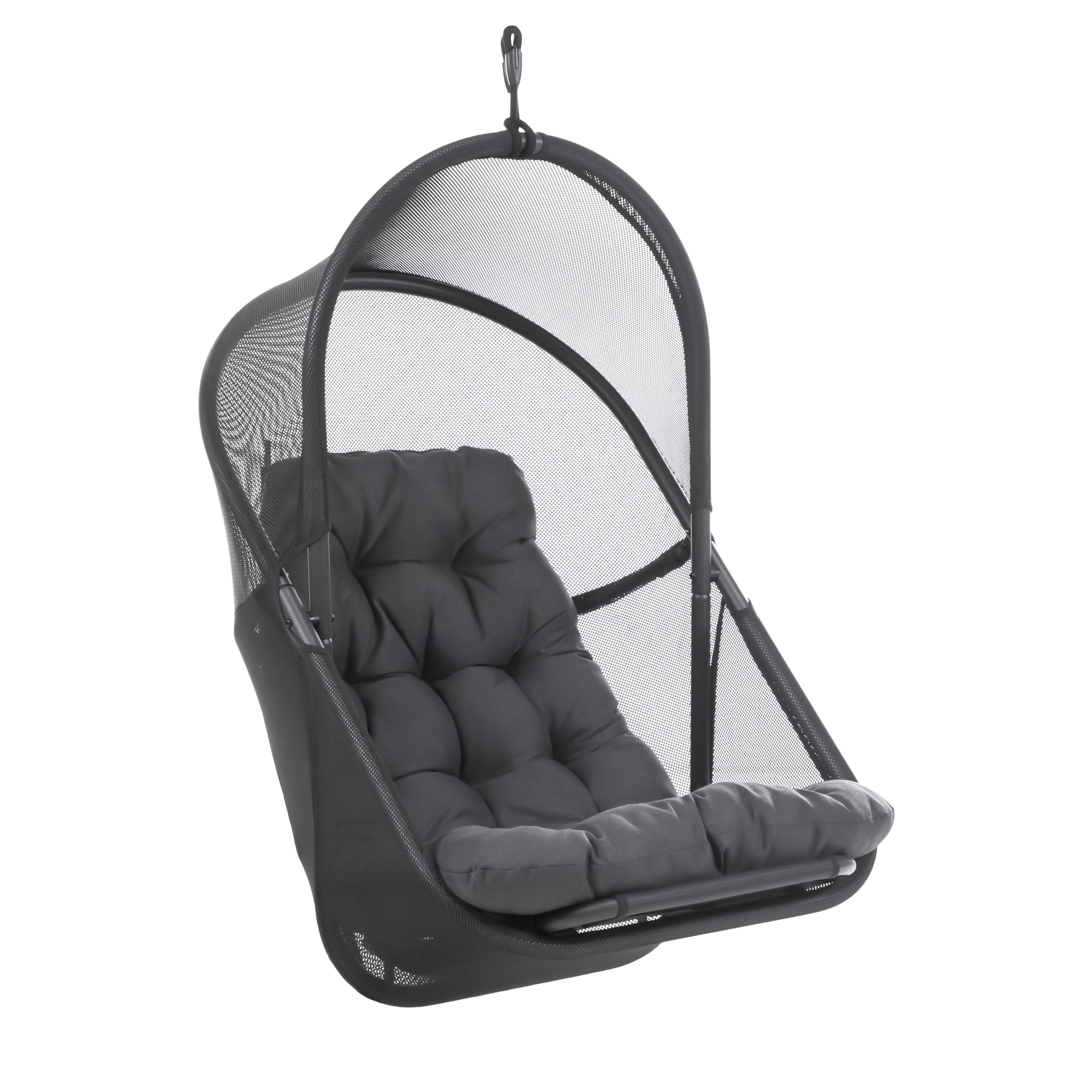 Furniture of America Drift UV-Resistant Patio Foldable Porch Swing Chair with Cushion, Dark Gray