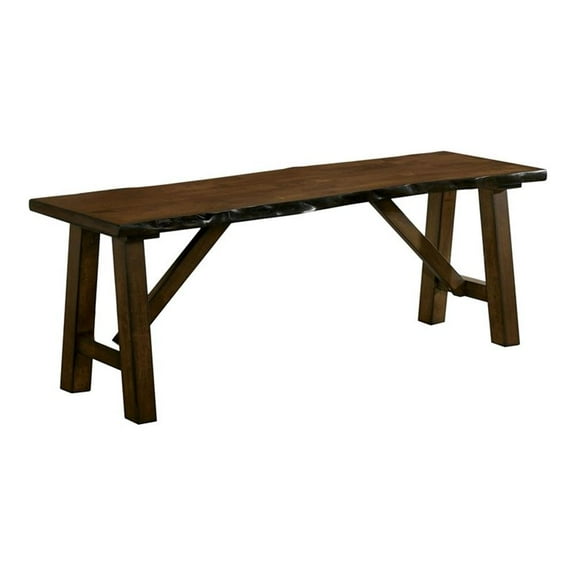 Furniture of America Drivet Rustic Wood Rectangle Dining Bench in Walnut
