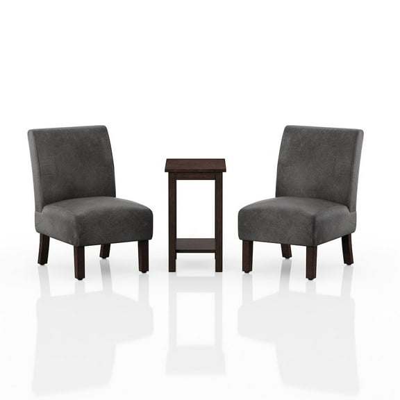 Furniture of America Drydan 3-Piece Wood Accent Table and Chair Set in Gray