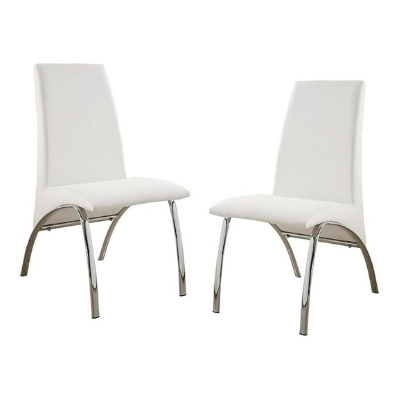 Furniture of America Duell Faux Leather Dining Chair in White (Set of 2)