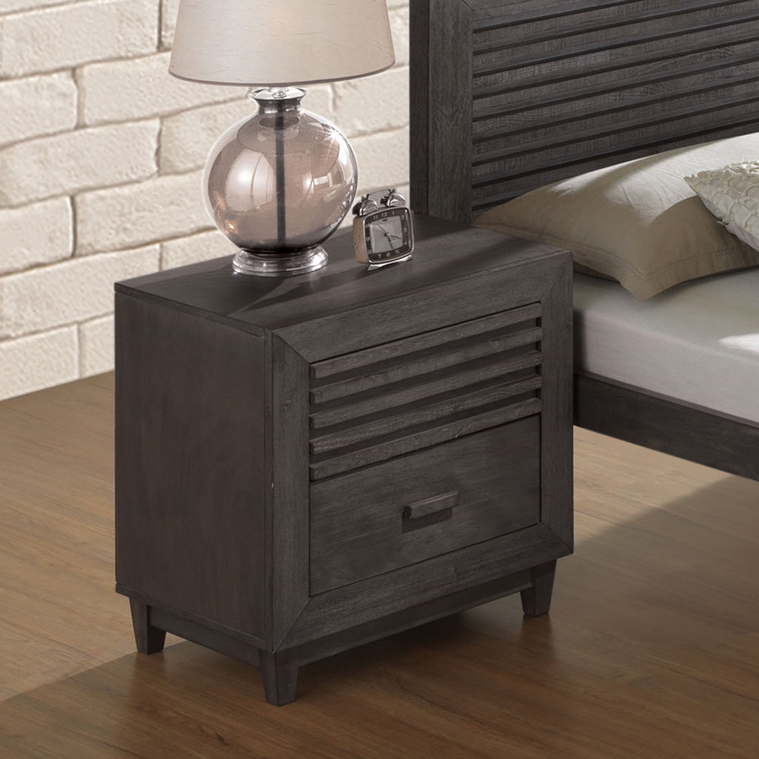 Furniture of America Dusk Child Transitional 2-Drawer Nightstand, Charcoal Brown