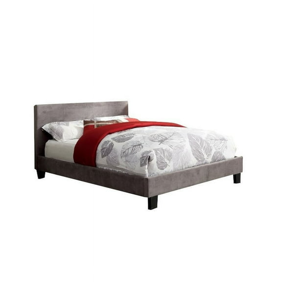 Furniture of America Eastern King Leatherette Bed with 10-Inch Mattress, Gray (Assembly Required)