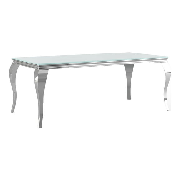 Furniture of America Edi Glam Rectangle Glass Top Dining Table in White