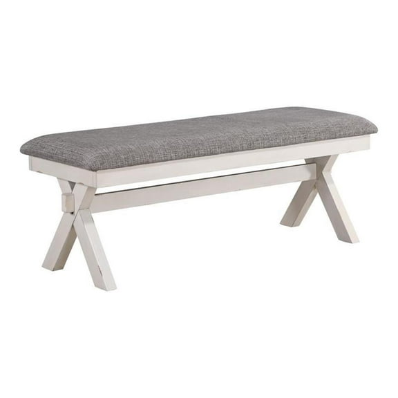 Furniture of America Egretta Fabric Padded Dining Bench in Gray