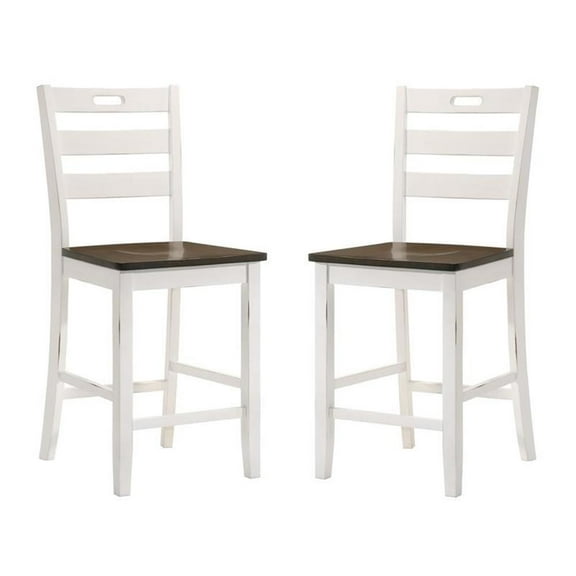 Furniture of America Elda Wood Counter Height Chair in Sea White (Set of 2)