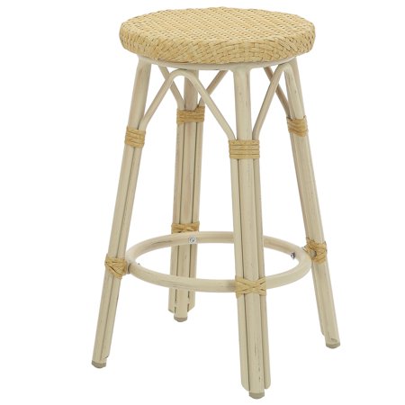 Furniture of America Elena Bohemian Round Wicker Patio Stools (Set of 2) by Natural Tan 26-inch Counter Height