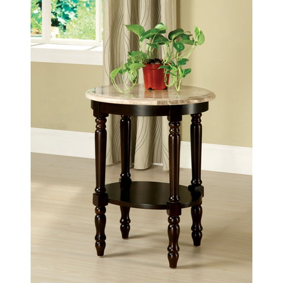 Furniture of America Ellington Oval Side Table, Dark Cherry and Ivory