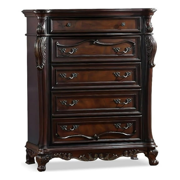 Furniture of America Elloise 5-Drawer Solid Wood Chest in Dark Cherry