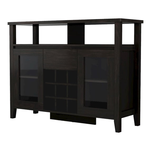 Furniture of America Elm Wood Buffet Table with Wine Rack in Espresso