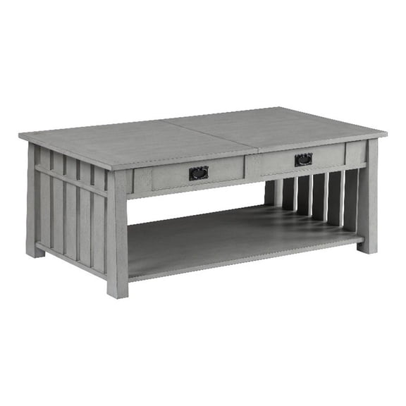 Furniture of America Elm Wood Coffee Table With Hidden Lift Shelf in Gray
