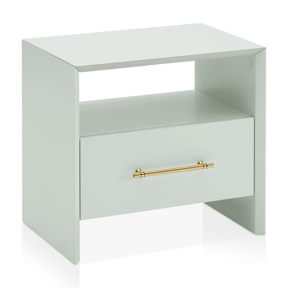 Furniture of America Elvora Modern Wood 1-Drawer and 1-Shelf End Table, Mint Green