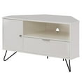 thumbnail image 1 of Furniture of America Emilia Modern Wood Multi-Storage Corner TV Stand in White, 1 of 10