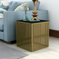 thumbnail image 1 of Furniture of America Emree Glass Top Side Table, Gold, 1 of 5