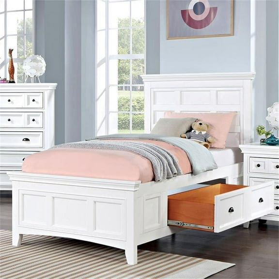 Furniture of America Ender Transitional Wood 2-Drawer Twin Bed in White