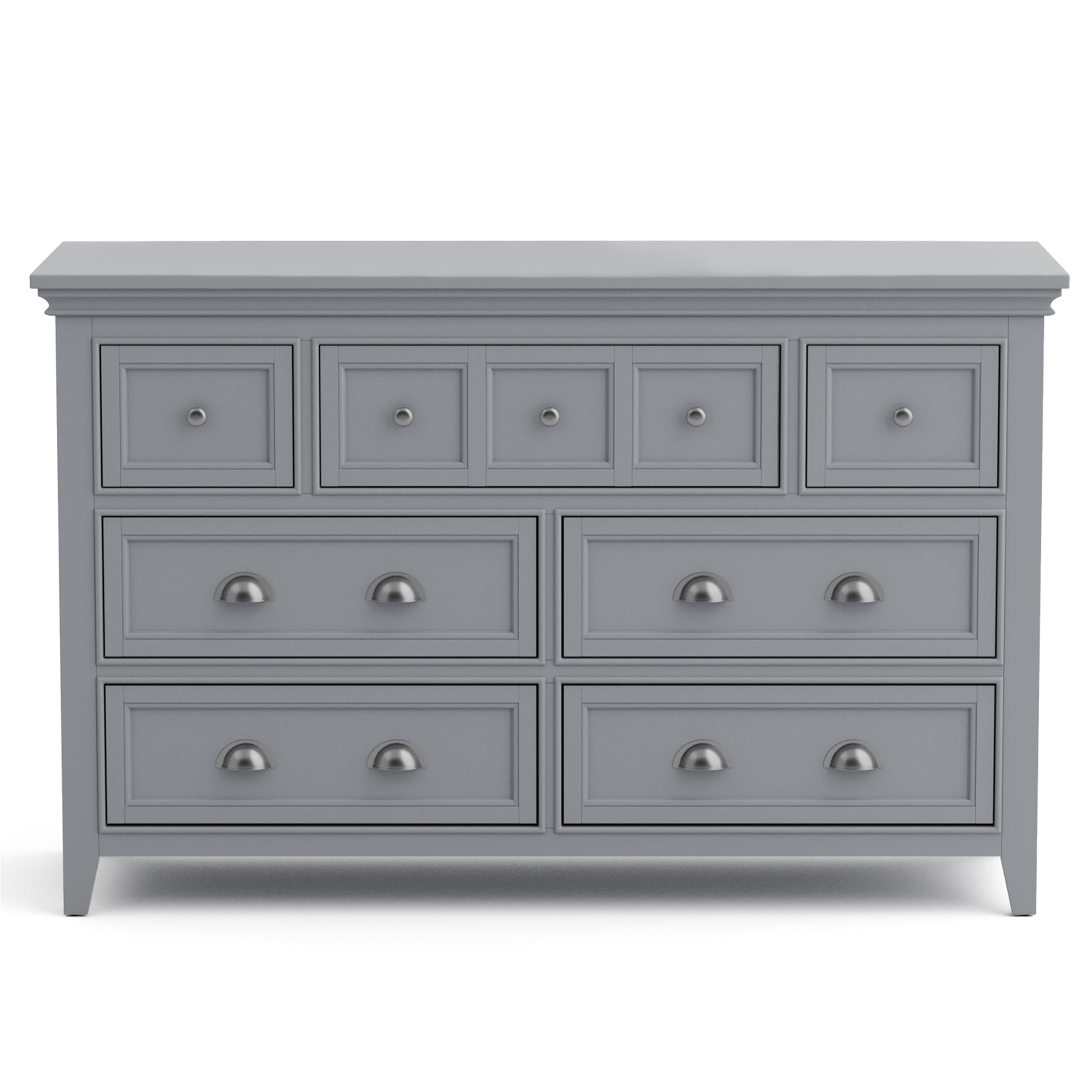 Gray Solid Wood 7-Drawer Horizontal Dresser with Felt Lined Drawers
