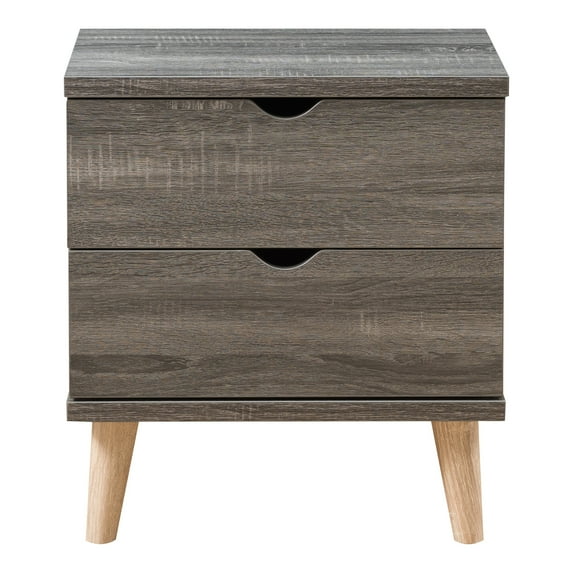 Furniture of America Enora 2-Drawer Wood Distressed Gray Nightstand