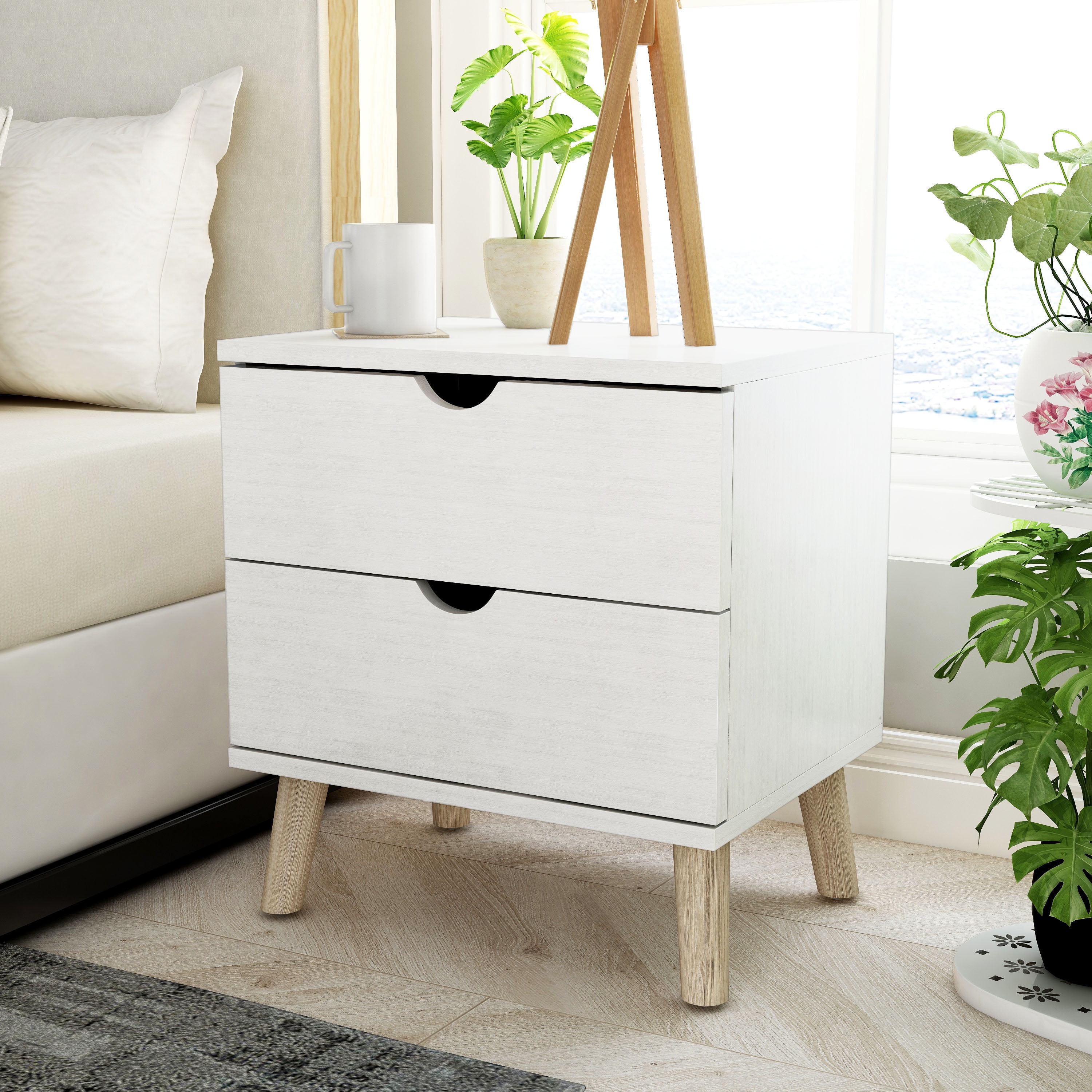 Furniture of America Enora 2-Drawer Wood White Nightstand