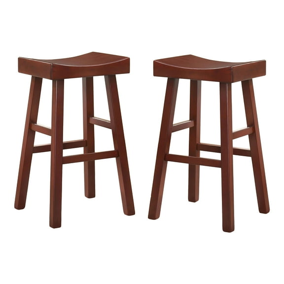 Furniture of America Epping Wood 29-Inch Saddle Stool in Dark Cherry (Set of 2)