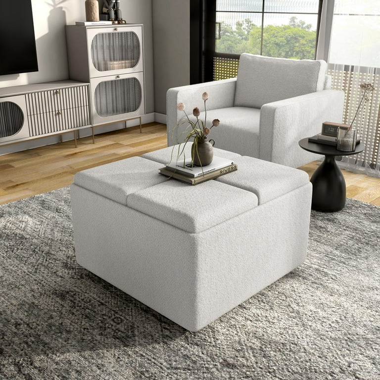 White ottoman with tray discount