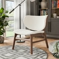 thumbnail image 1 of Furniture of America Erik I Mid-Century Modern Boucle Fabric Wingback Indoor Accent Chair, Walnut, 1 of 14