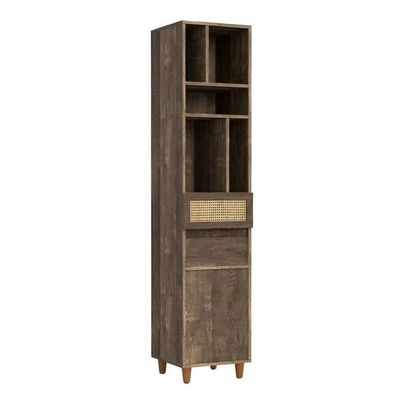 Furniture of America Estel Rustic Wood Multi-Storage TV Tower in Reclaimed Oak