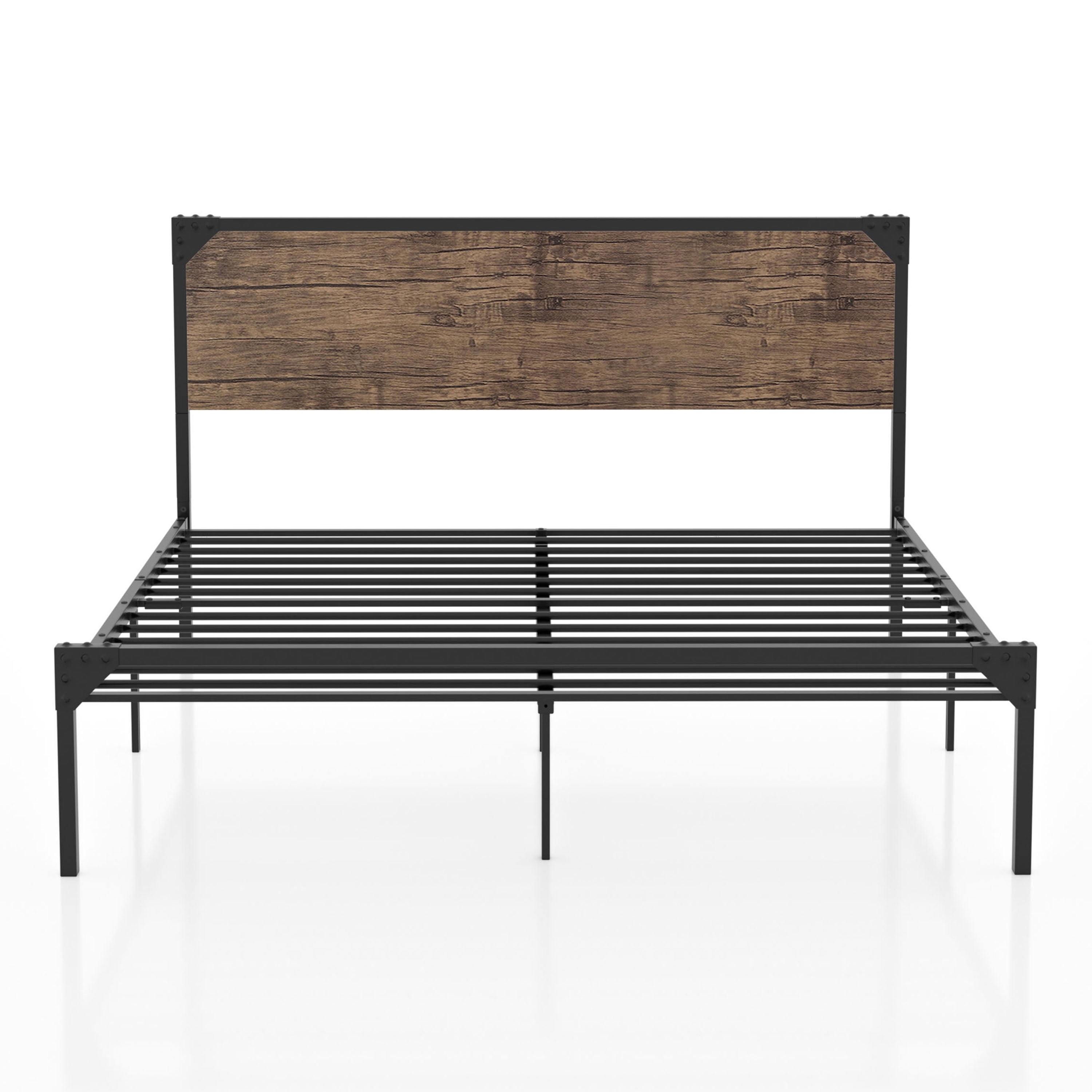Furniture of America Fahr Steel Platform Bed, Queen, Dark Brown
