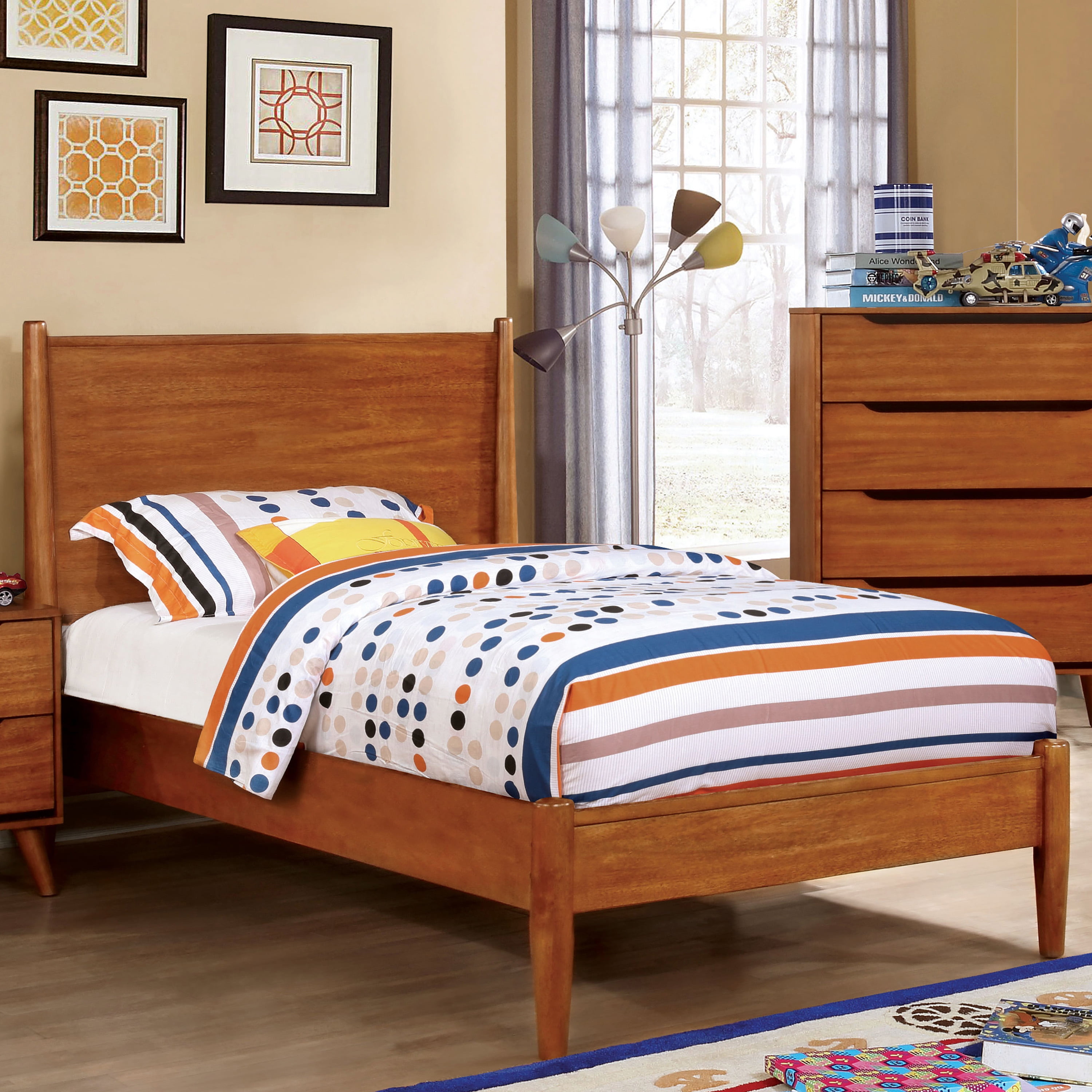Furniture of America Farrah Mattress Ready Wood Oak Full Kids Bed