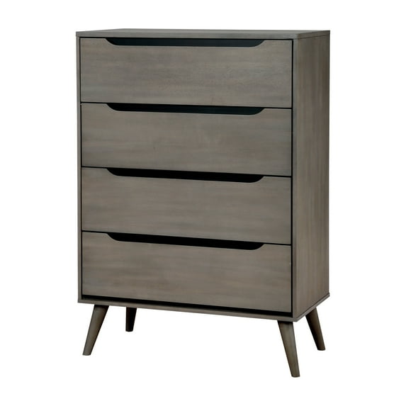 Furniture of America Farrah Mid-Century 4-Drawer Chest, Gray