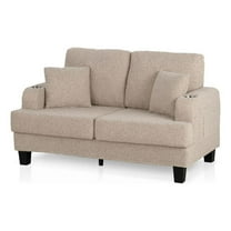 Furniture of America Fayen Modern Small Space Boucle Fabric Loveseat with Pillow, Beige