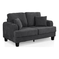 Furniture of America Fayen Modern Small Space Chenille Fabric Loveseat with Pillow, Dark Gray