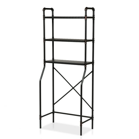 Furniture of America Fesh Metal Over the Toilet Shelf Organizer in Sand Black