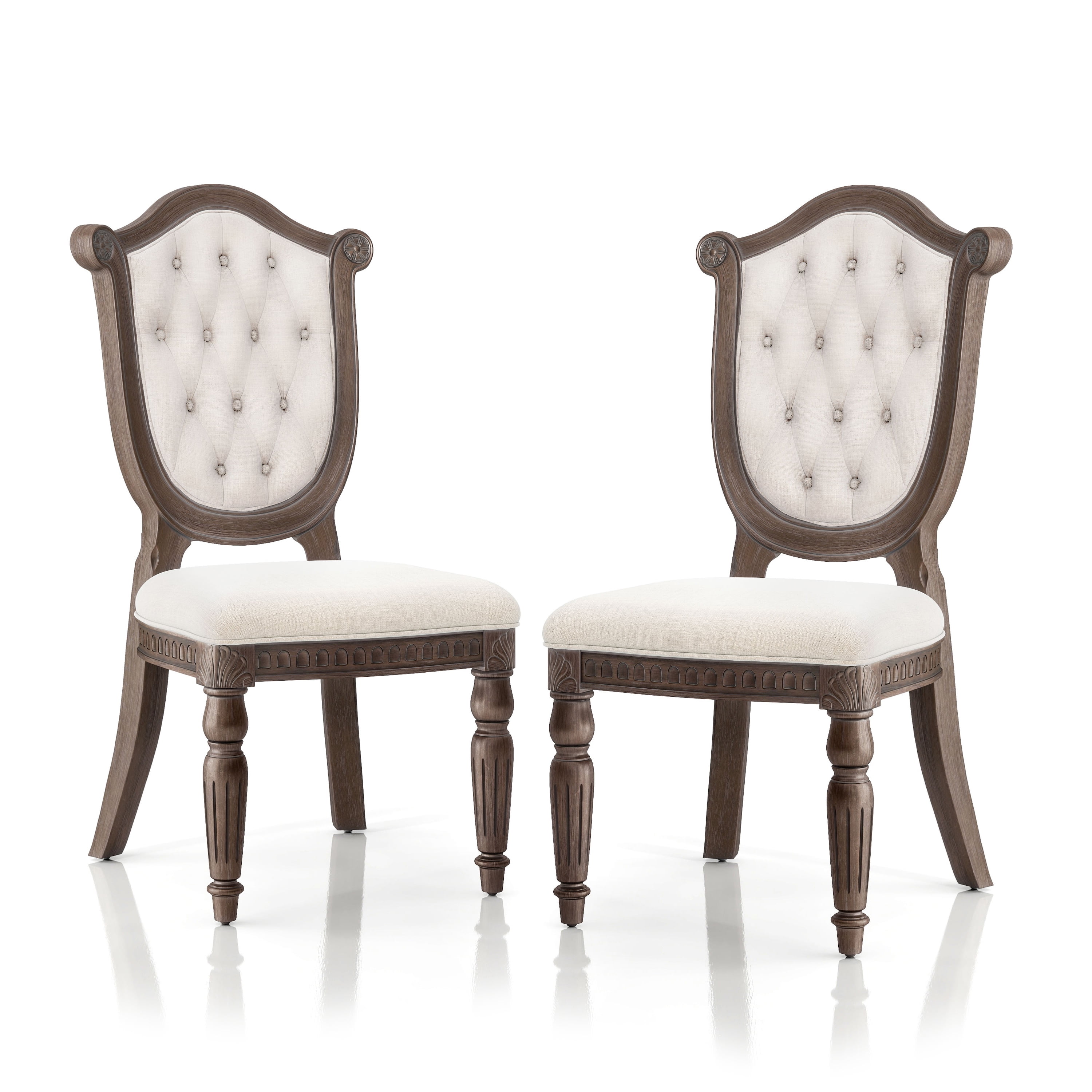 Furniture of America Feyric Rustic Solid Wood Indoor Side Chairs, Weathered Oak (Set of 2)