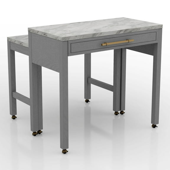 Furniture of America Ficus Rustic Wood Nested Counter Dining Table in Gray