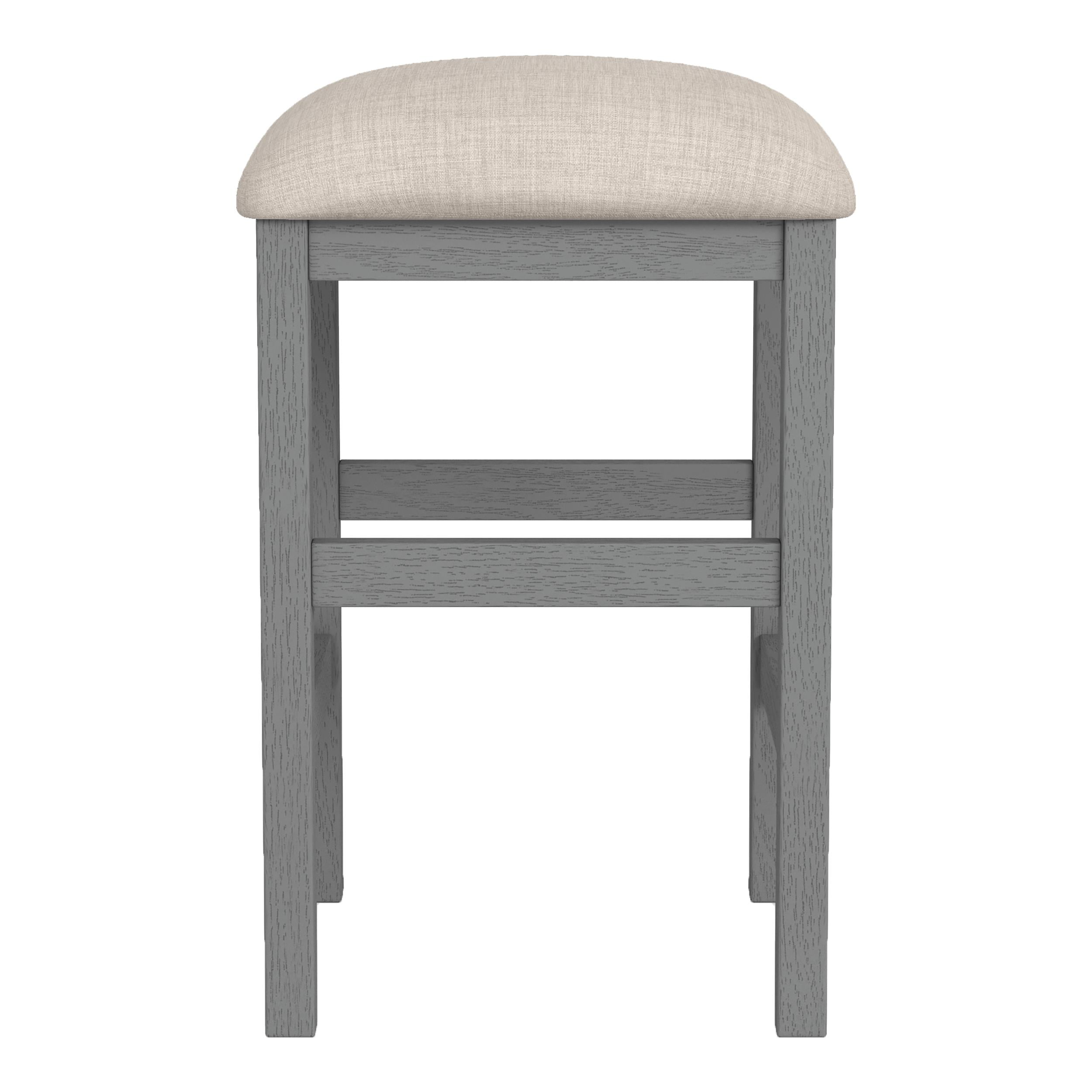 Light Gray and Beige Rustic Wood Counter Height Stool Set