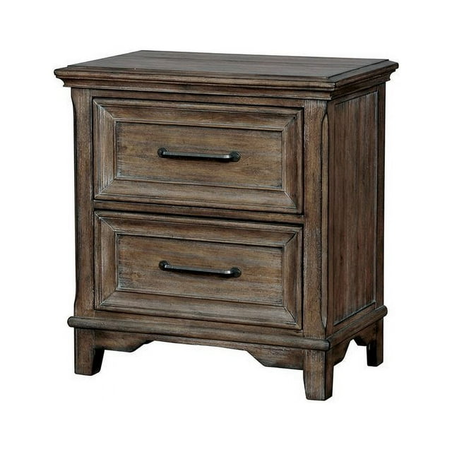 Furniture of America Finsell Transitional Wood Nightstand in Rustic Oak