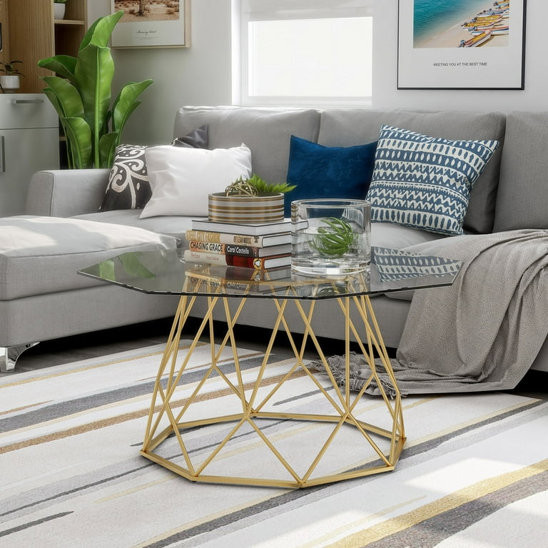 Furniture of America Flagg Glass Top Coffee Table Gold Walmart