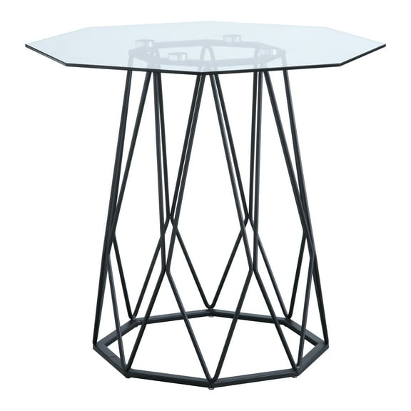 Furniture of America Flagg Glass Top End Table, Sand Black