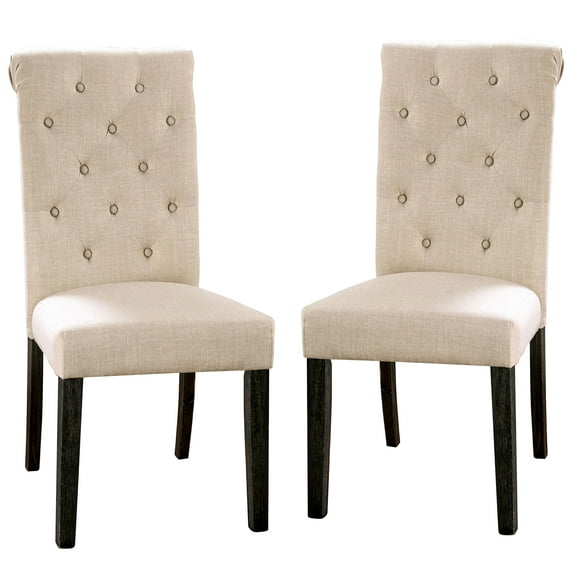 Furniture of America Flar Upholstery Side Chairs, Ivory - Set of 2