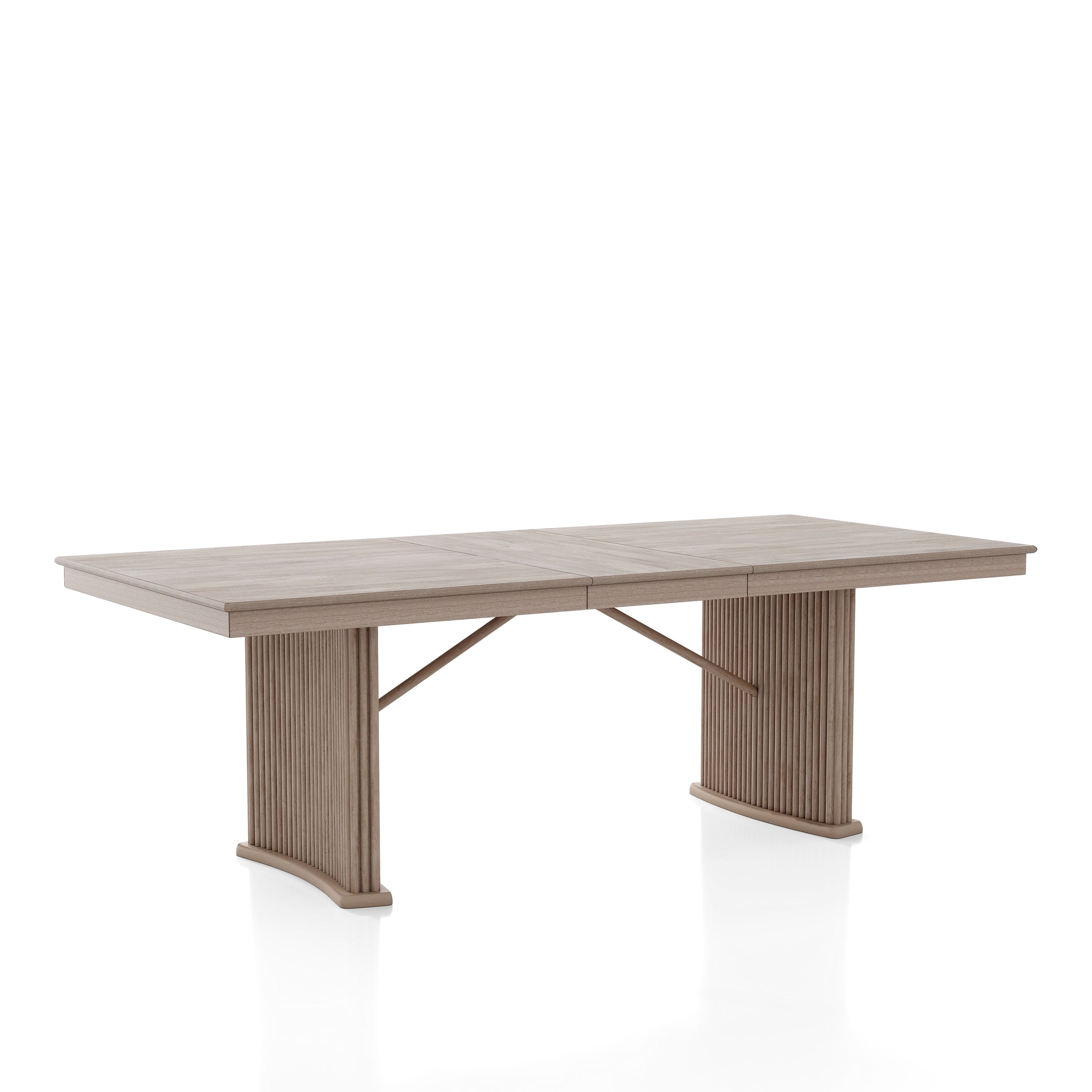Furniture of America Flin Extendable Solid Wood 90-inch Dining Table, Natural Ash