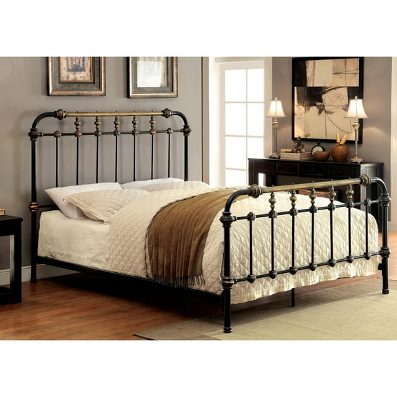 Furniture of America Florinda Metal King Spindle Bed, Antique Black
