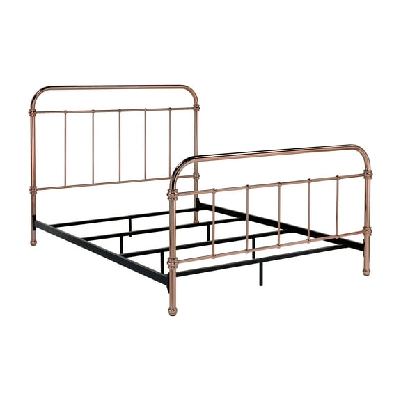 Furniture of America Florinda Metal Panel Bed, Eastern King, Rose Gold