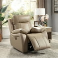 thumbnail image 1 of Furniture of America Flyn Leather Power Recliner with USB in Light Brown, 1 of 2