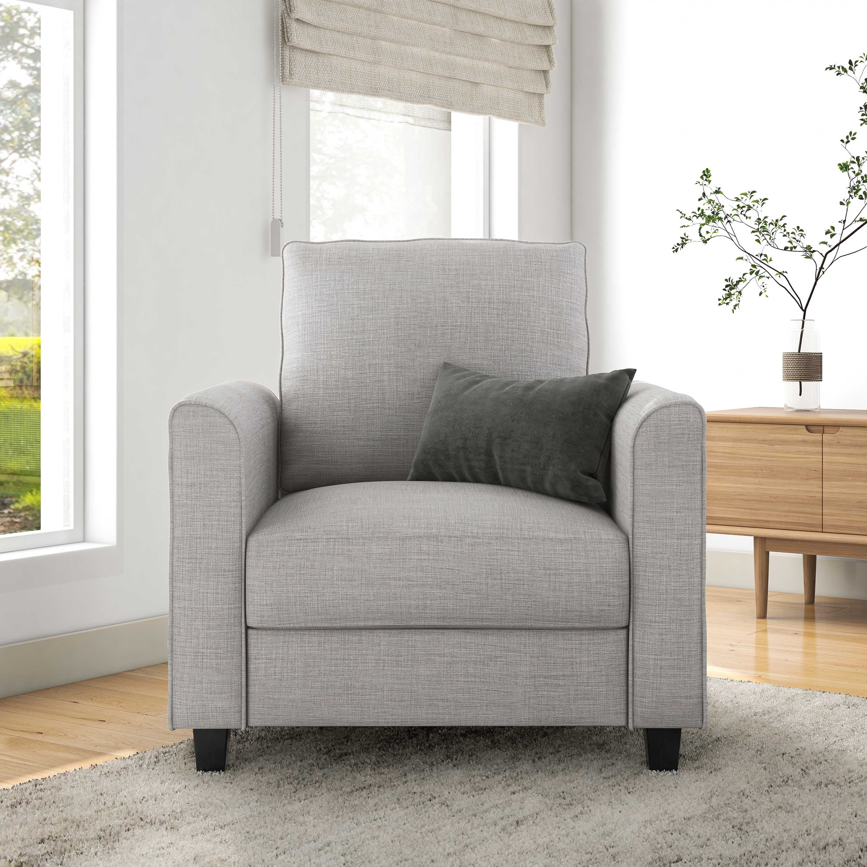 Jorden Light Gray Polyester Upholstered Accent Chair with Dark Wood Legs