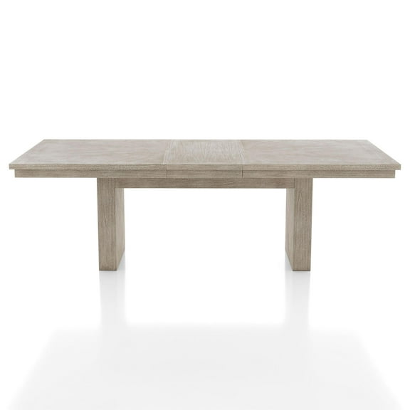 Furniture of America Foome Modern Farmhouse 76" Extendable Solid Wood Dining Table with 18" Leaf for Dinette Areas, Natural