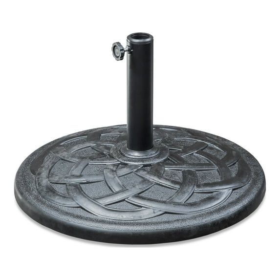 Furniture of America Forte 300 lb Round Resin Patio Umbrella Base, Black